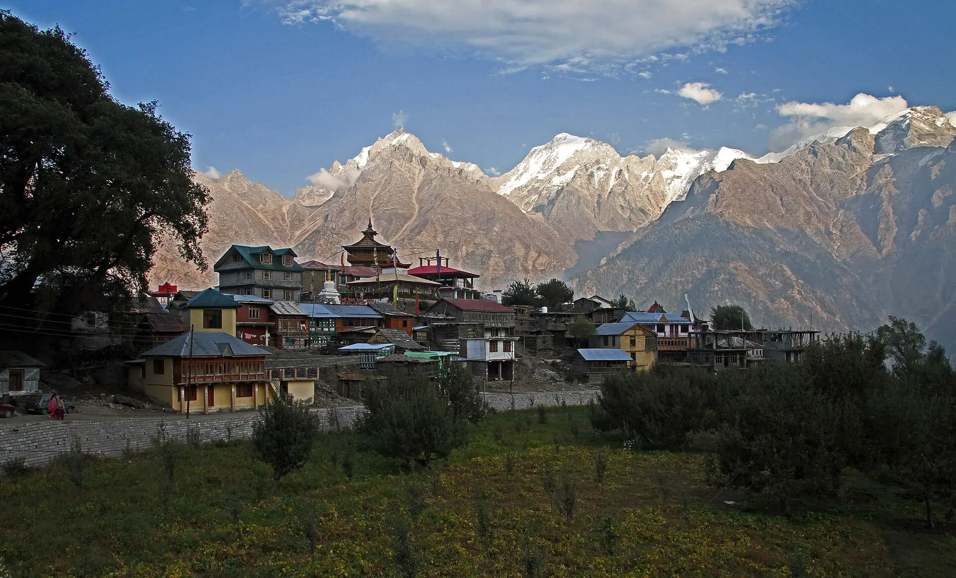 Kalpa village with the Kinnaur Kailash range, Kinnaur, Himachal Pradesh